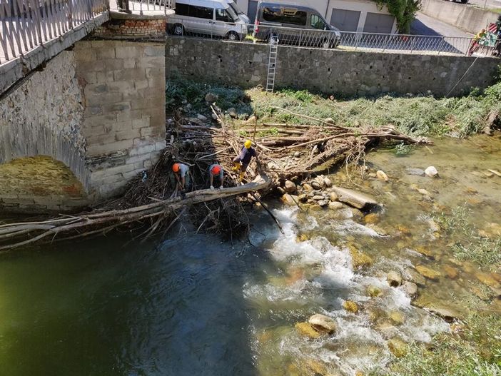 Mondovì: iniziata l'opera di pulizia fluviale presso il ponte del Borgato