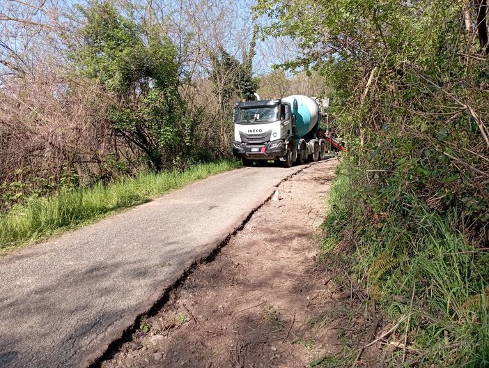 I lavori di prevenzione idrogeologica in via Barba a Pagno