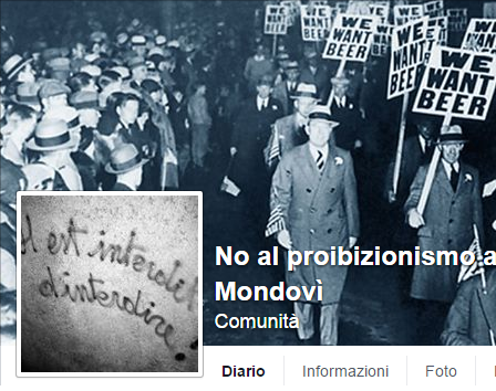 La pagina Facebook del "movimento di protesta"