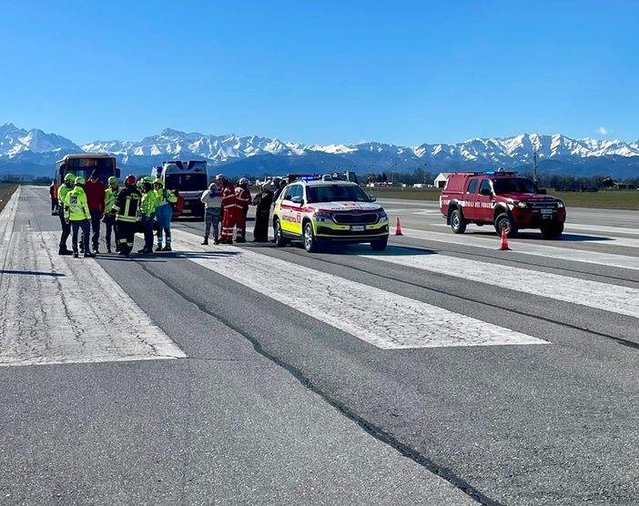 L'esercitazione svolta in mattinata sulla pista dell'aeroporto di Levaldigi L'esercitazione svolta in mattinata sulla pista dell'aeroporto di Levaldigi