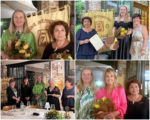 I vari moment della serata Zonta club Cuneo relativi al passaggio di consegne