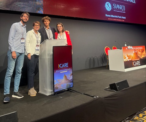 Il direttore Blangetti (seconda da sinistra) con i tre specializzandi dell’ospedale di Mondovì