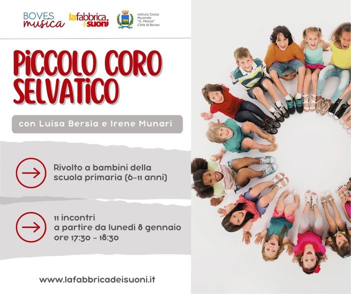 Dall'8 gennaio a Boves "Piccolo coro selvatico", corso per bimbi della primaria