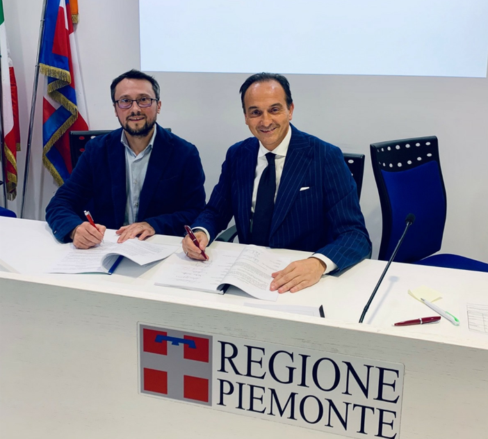 Il sindaco di Beinette Lorenzo Busciglio e il presidente regionale Alberto Cirio