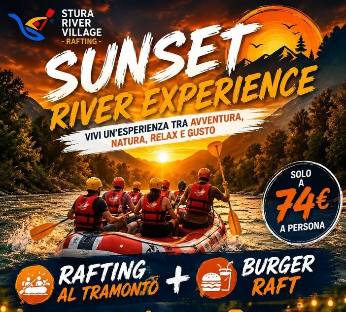 Nasce in Valle Stura la "Sunset River Experience": rafting al tramonto e Burger Raft per vivere la montagna in modo diverso Nasce in Valle Stura la "Sunset River Experience": rafting al tramonto e Burger Raft per vivere la montagna in modo diverso
