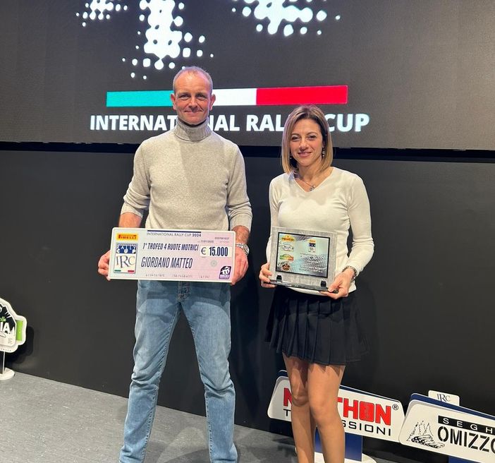 Motori: Giordano e Siragusa premiati per la vittoria del Trofeo 4 Ruote Motrici della International Rally Cup 2024 Motori: Giordano e Siragusa premiati per la vittoria del Trofeo 4 Ruote Motrici della International Rally Cup 2024