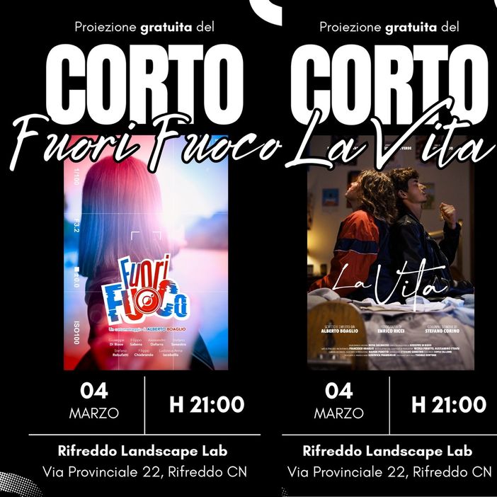 A Rifreddo si proiettano i cortometraggi “FuoriFuoco” e “La Vita”