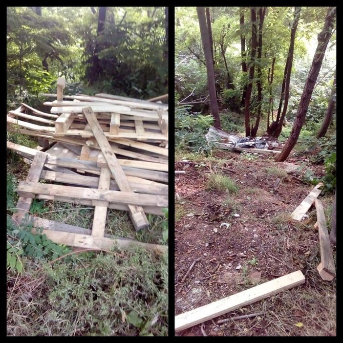 La discarica abusiva prima e dopo l'intervento