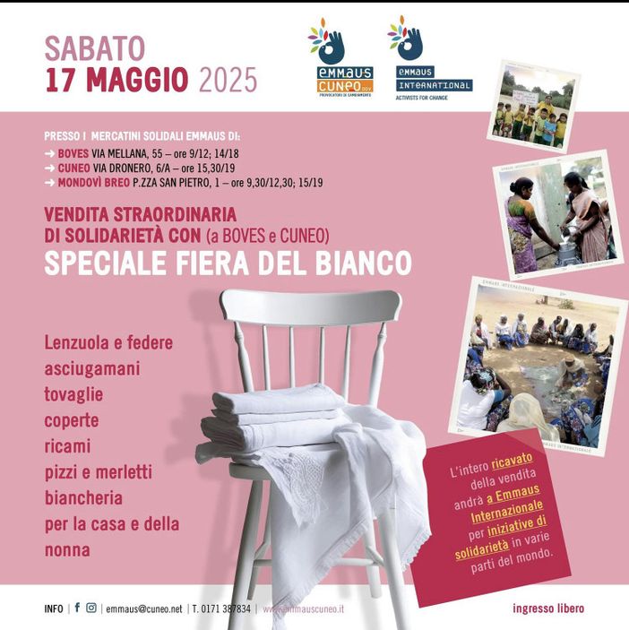 A Cuneo e Boves vendita straordinaria di solidarietà speciale Fiera del bianco