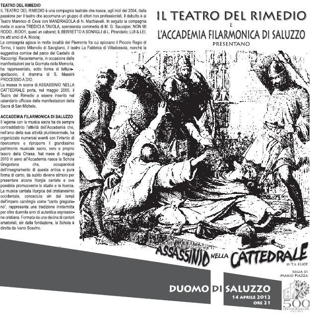 Il dramma di Eliot nella Cattedrale di Saluzzo, sabato alle 21