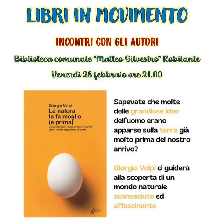 A Robilante la presentazione del libro “La natura lo fa meglio (e prima)" di Giorgio Volpi