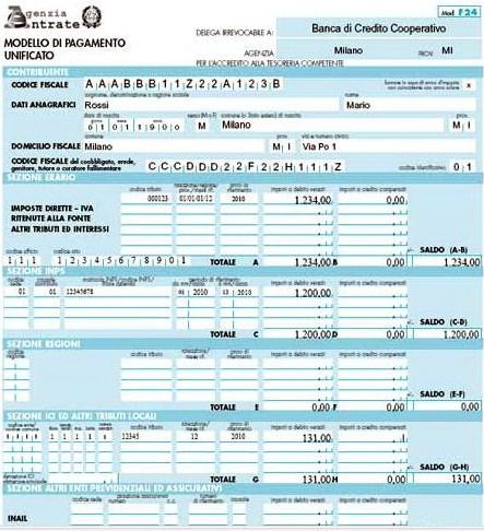 Il modello F24 Il modello F24