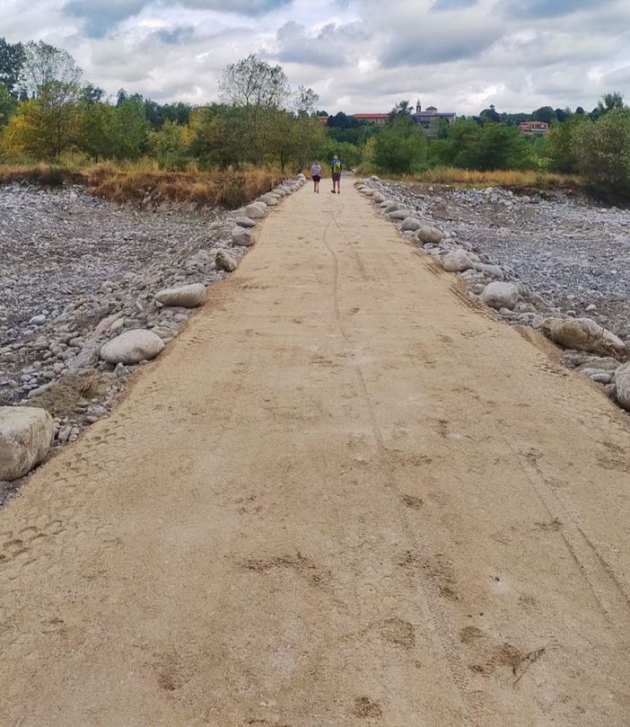 Ripristinato il guado temporaneo sul torrente Gesso: ecco perché è studiato per essere disfatto dalla piena