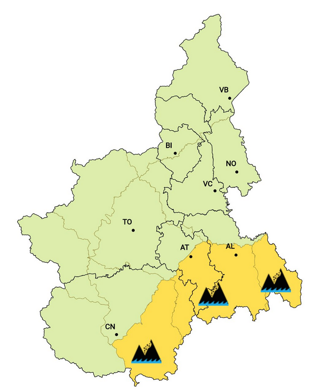 Allerta gialla per pioggia nelle zone al confine tra la provincia di Cuneo e la Liguria