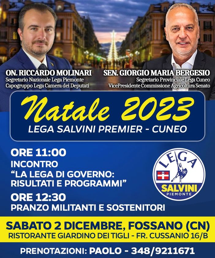A Fossano l'incontro "La Lega di Governo: risultati e programmi"