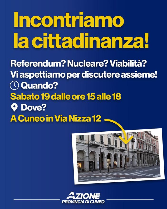 A Cuneo un banchetto informativo di Azione i per incontrare simpatizzanti ed iscritti