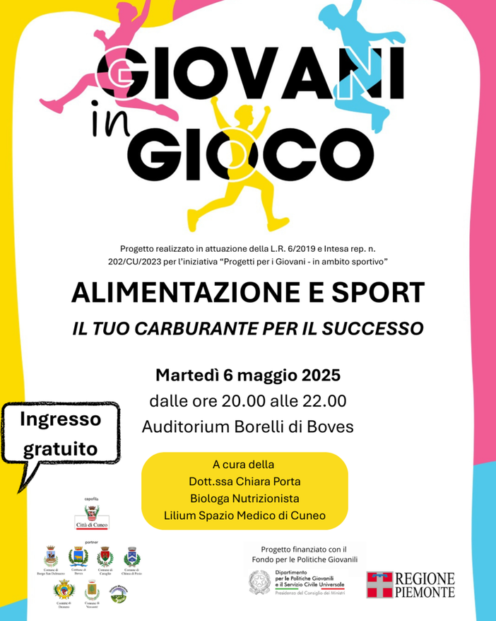 "La salute inizia a tavola": a Boves un incontro rivolto ai giovani