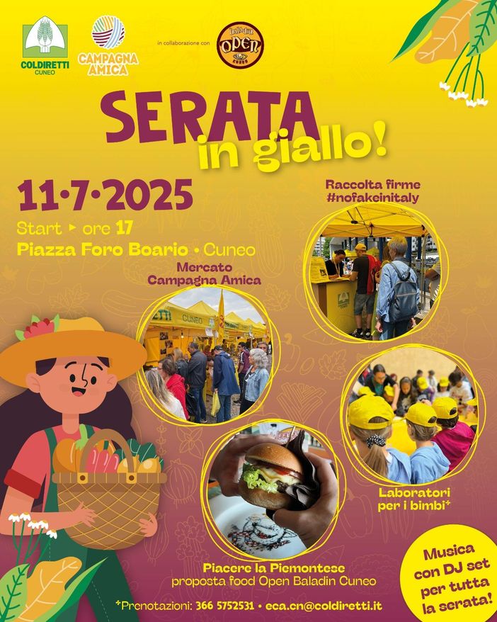 Serata in giallo: inizia l'estate che vede insieme Open Baladin Cuneo e Campagna Amica Serata in giallo: inizia l'estate che vede insieme Open Baladin Cuneo e Campagna Amica