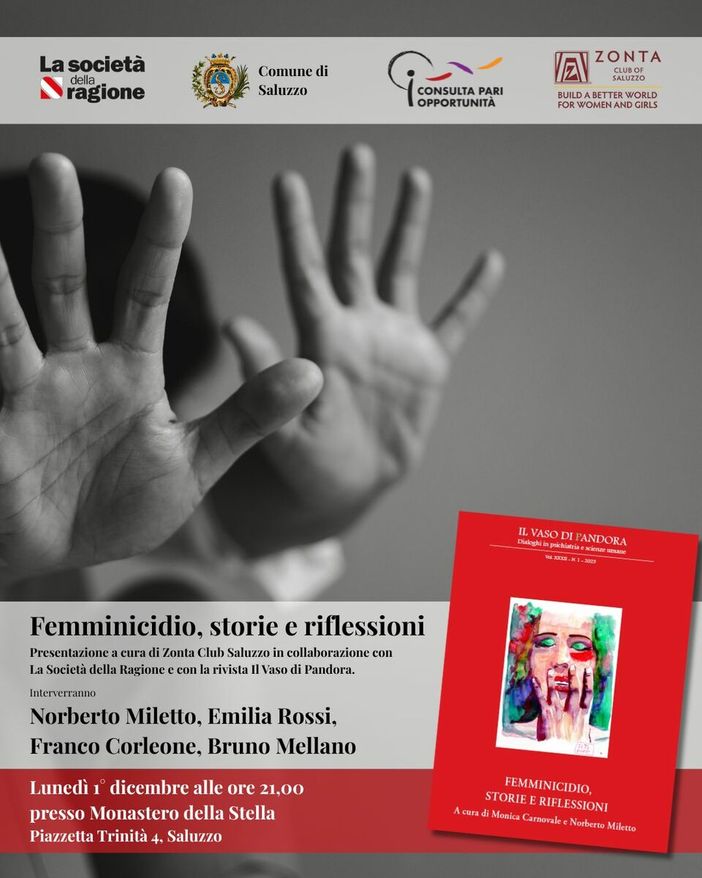 locandina dell'incontro  "Femminicidio, storie e riflessioni"
