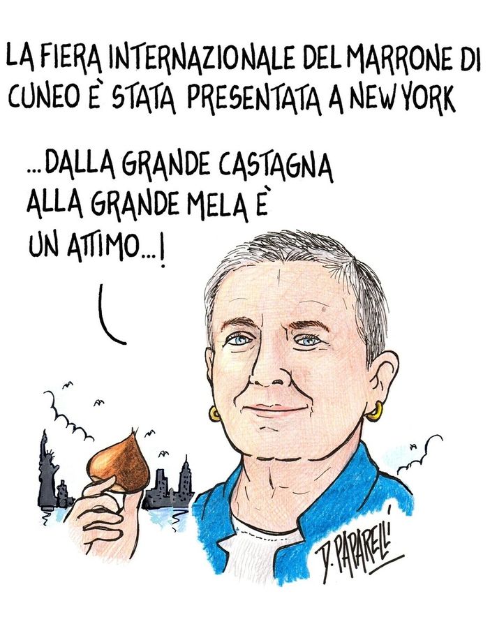 La vignetta di Paparelli sulla Fiera del Marrone promossa a New York