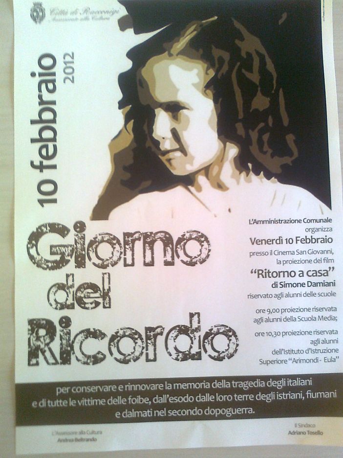 Per il “Giorno del Ricordo” a Racconigi la proiezione del film "Ritorno a casa" di Simone Damiani Per il “Giorno del Ricordo” a Racconigi la proiezione del film "Ritorno a casa" di Simone Damiani