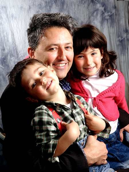 Piermario Giordano con i figli Piermario Giordano con i figli