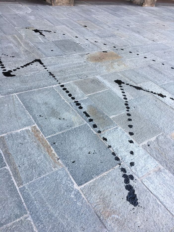 Una scia di olio macchia la nuova pavimentazione di corso Giolitti a Cuneo