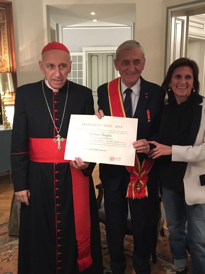 Insigne onorificenza vaticana per il cuneese Giovanni Quaglia
