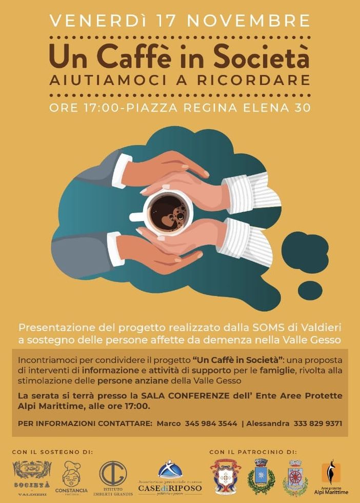 A Valdieri si presenta il progetto "Un caffè in Società"