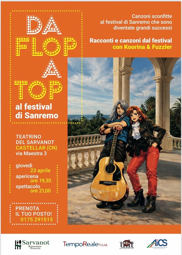 Saluzzo, a Castellar lo spettacolo musicale “Da flop al top” Saluzzo, a Castellar lo spettacolo musicale “Da flop al top”