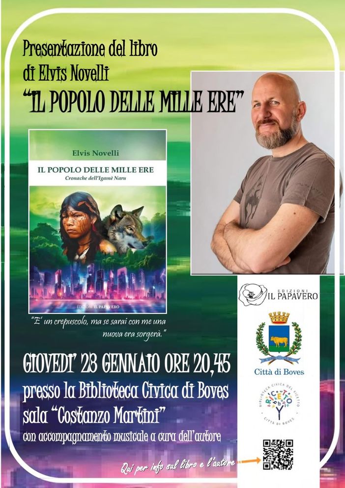 Boves: giovedì 23 gennaio la presentazione del libro “Il popolo delle mille ere” di Elvis Novelli Boves: giovedì 23 gennaio la presentazione del libro “Il popolo delle mille ere” di Elvis Novelli
