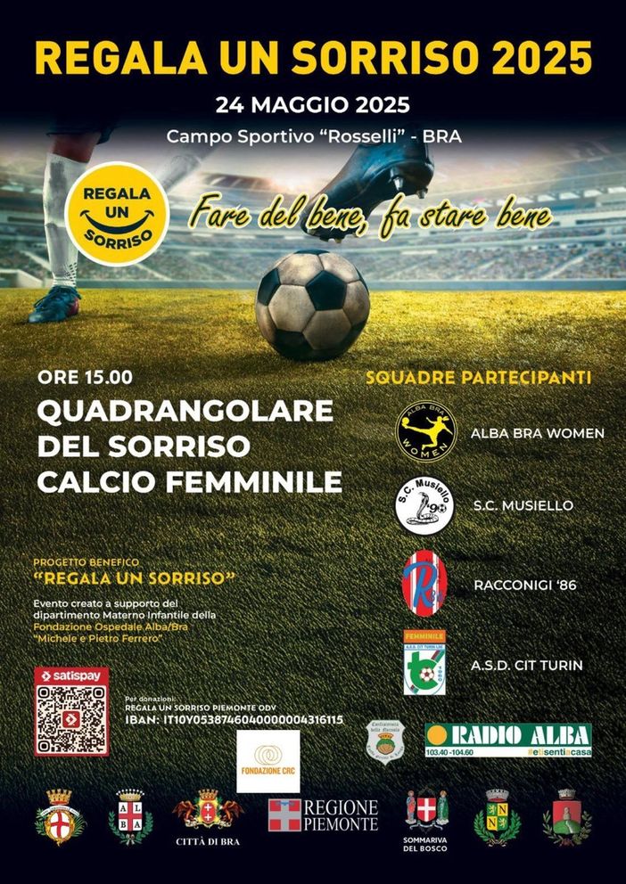 Sabato 24 maggio 2025 fa tappa a Bra l'iniziativa benefica "Regala un sorriso"