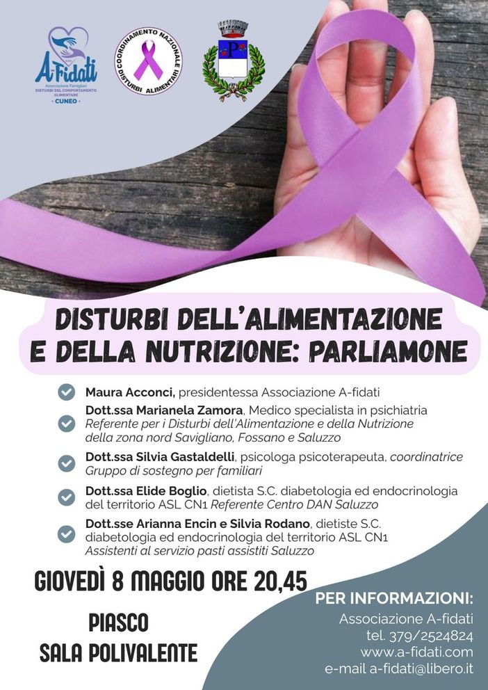 A Piasco si parla di disturbi dell'alimentazione e della nutrizione con specialisti A Piasco si parla di disturbi dell'alimentazione e della nutrizione con specialisti