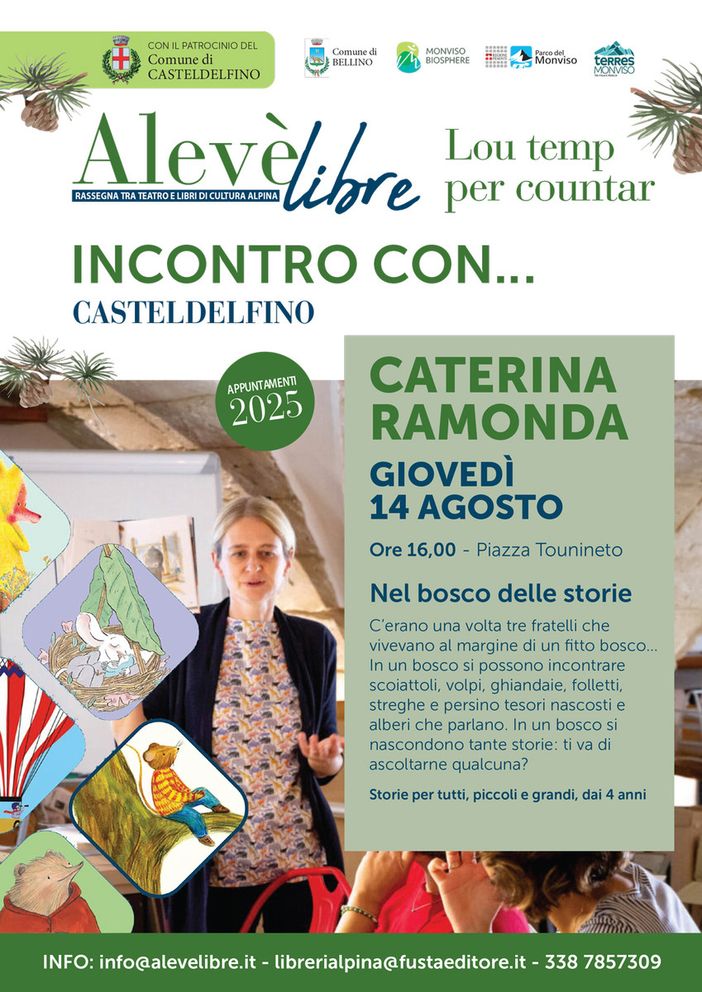 Casteldelfino, Caterina Ramonda porta tutti “Nel bosco delle storie” Casteldelfino, Caterina Ramonda porta tutti “Nel bosco delle storie”