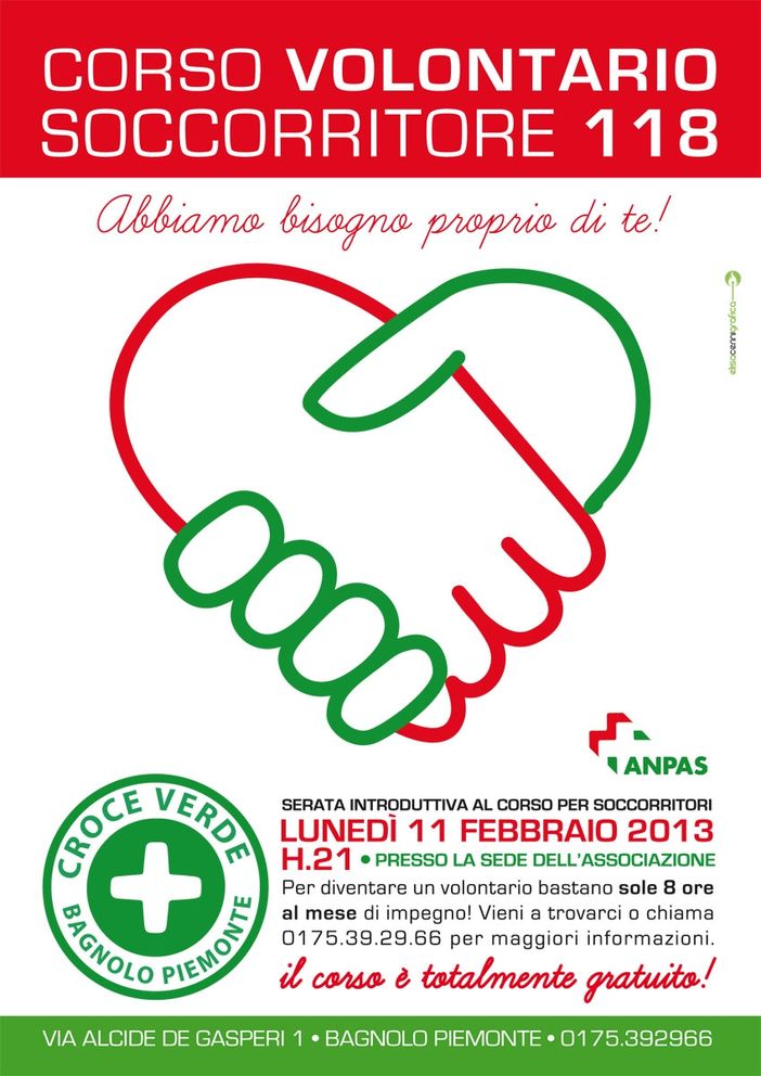La Croce Verde di Bagnolo Piemonte ricerca nuovi volontari