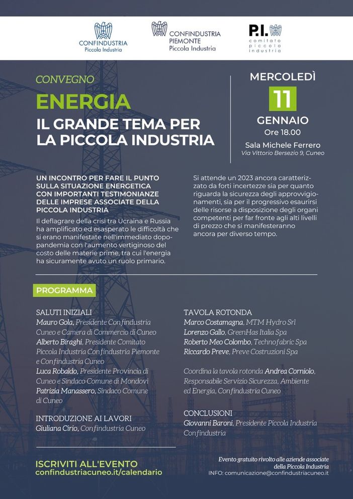 Il presidente nazionale della Piccola Industria a Cuneo per una tavola rotonda sull'energia Il presidente nazionale della Piccola Industria a Cuneo per una tavola rotonda sull'energia
