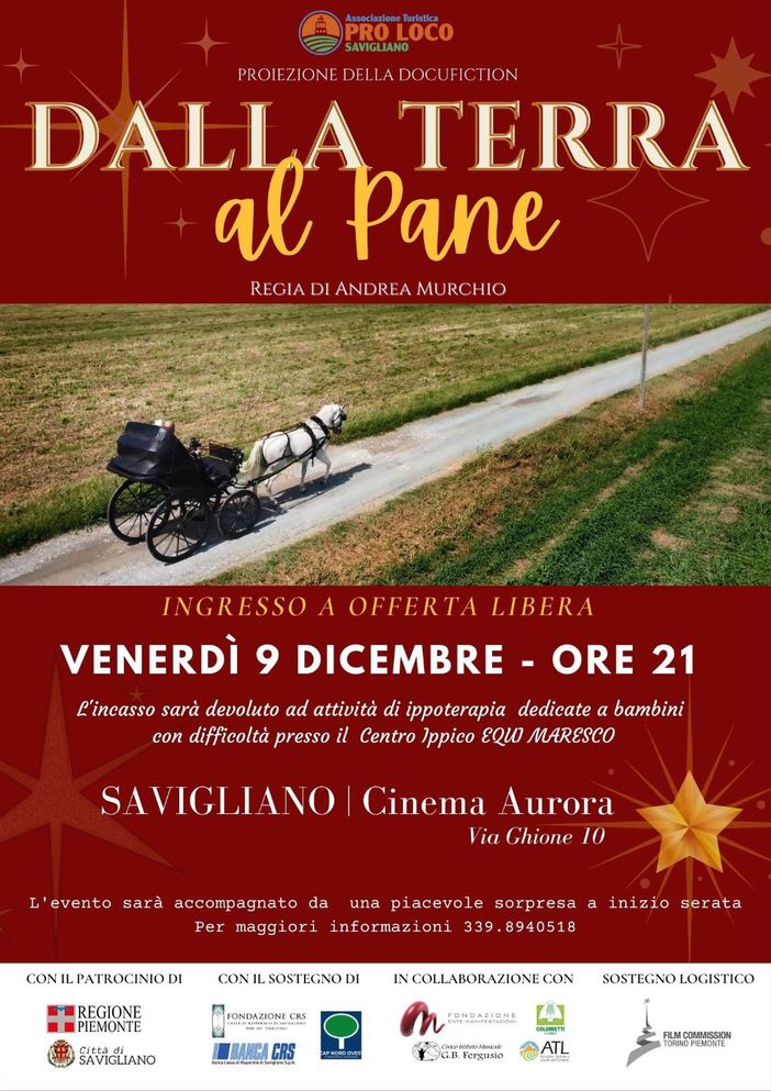 Savigliano, proiezione del docufilm "Dalla terra al pane" di Andrea Murchio