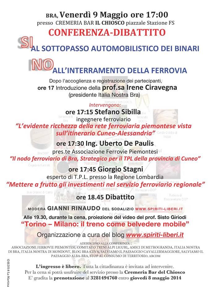 Conferenza e dibattito contro l'interramento delle ferrovia a Bra Conferenza e dibattito contro l'interramento delle ferrovia a Bra