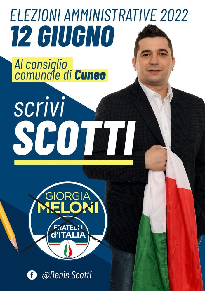 Denis Scotti (FdI): "Chiedo fiducia ai cuneesi. Votatemi. Il mio impegno sarà per la sicurezza e per il sociale"