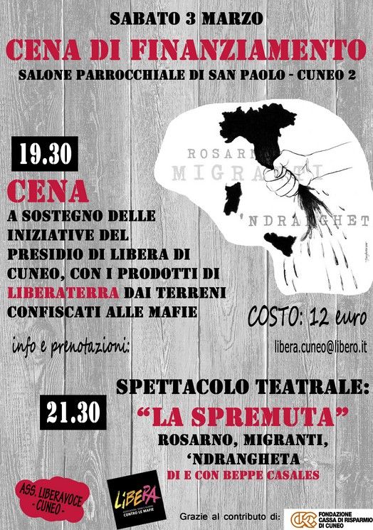 A Cuneo "Libera" chiude la campagna "L'Italia sono anch'io" con cena e spettacolo