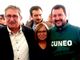 Il coordinatore della Lega Nord sez. Alba Marco Marcarino (primo da sx) con Elena Alessandria, capogruppo in consiglio comunale ad Alba e il Ministro Matteo Salvini. Dietro l'On. Riccardo Molinari, capogruppo alla Camera per la Lega Nord