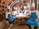 Lo chef stellato Walter Ferretto con Piero Sassone e la brigata di cucina del ristorante &quot;Le quattro stagioni d'Italia&quot;