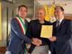 Il presidente Erbì con sindaco di Valdieri Giordana, riceve il Premio dal presidente Bortolan