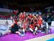 La Honda Cuneo Granda Volley in festa dopo aver battuto Scandicci (foto di Danilo Ninotto)