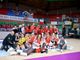 La Honda Cuneo Granda Volley in festa dopo la vittoria al tie break su Firenze (foto di Danilo Ninotto)