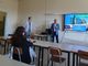 Il referente dell'Itis Rivoira, Massimo Peirone, illustra la nuova sede, con lui il dirigente Flavio Girodengo e il professor Marco Rinaldi