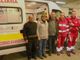 Un mezzo della Croce Rossa di Mondovì in Sardegna con gli aiuti raccolti dal Gruppo Ana di Piozzo e dai Cavalieri della Croce di Malta