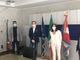 Nella foto, da sinistra il presidente Fiva Piemonte Battista Marolo coi vice Gualtiero Chiaramello e Alessandro Loqui, insieme al presidente della Regione Piemonte Alberto Cirio e all’assessore al Commercio Vittoria Poggio