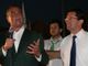 Roberto Calderoli durante il comizio con a fianco Michelino Davico (Fotoservizio targatocn.it)