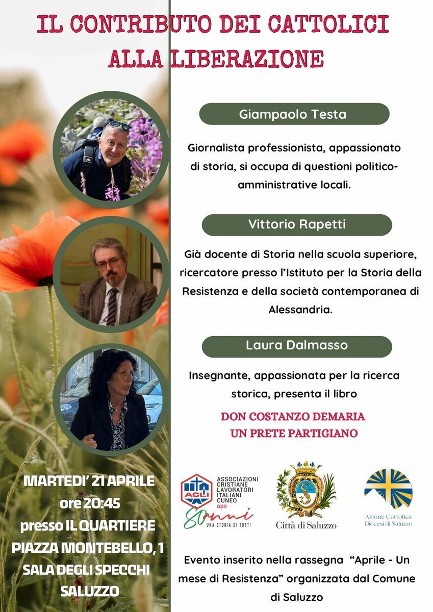 Saluzzo, serata per ricordare il ruolo dei cattolici, laici e sacerdoti, nella lotta di Liberazione